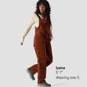 Stoic brown corduroy overalls carpenter pockets straight leg size small